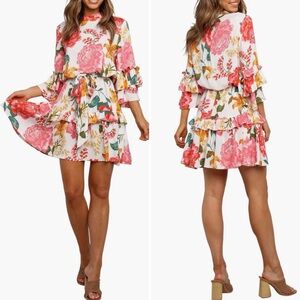 Petal + Pup Peta Floral Print Tiered Dress XL